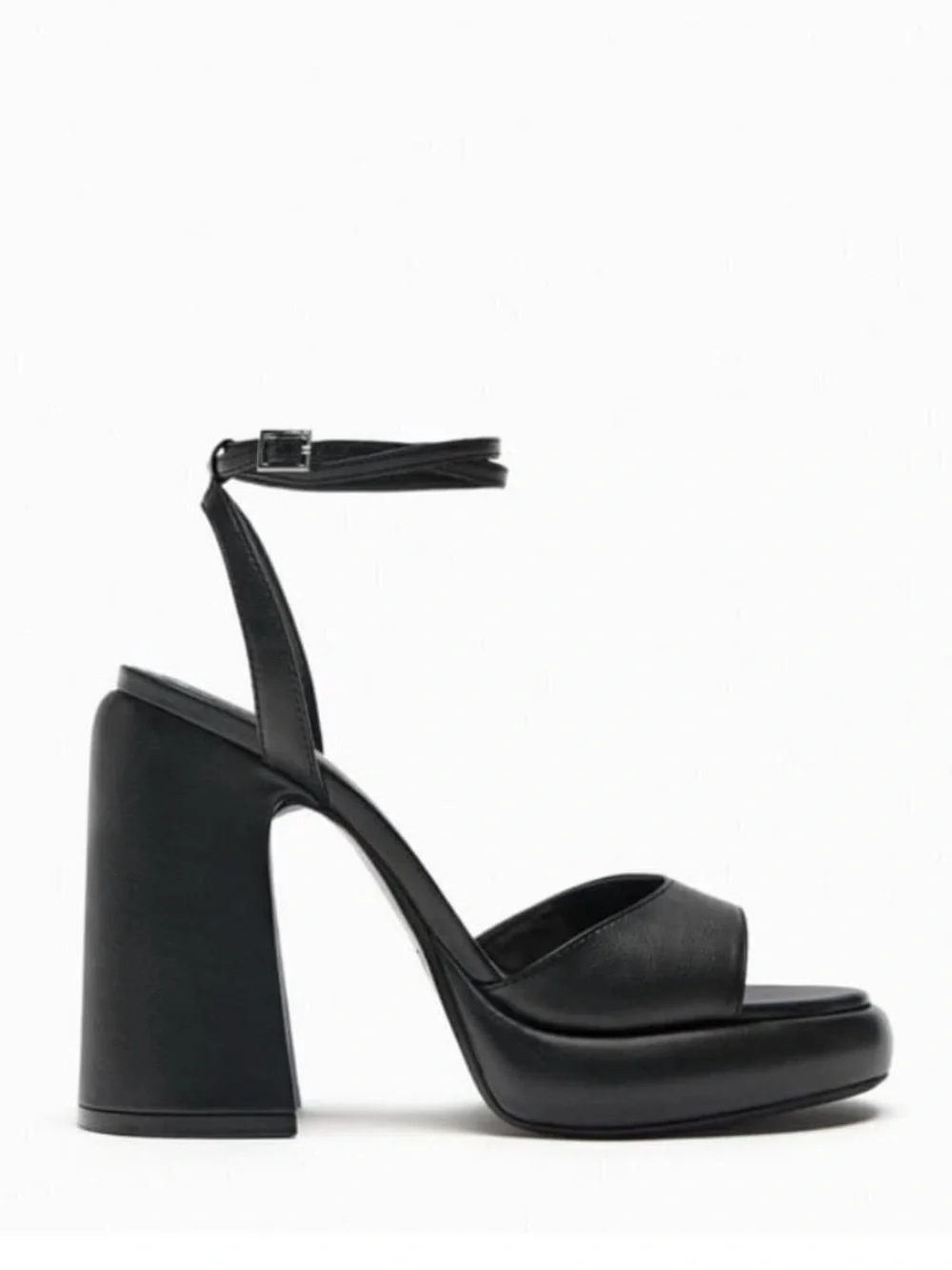 NWT Zara High Heel Platform Sandals Black Ankle Strap Chunky Heels size39(US 8)